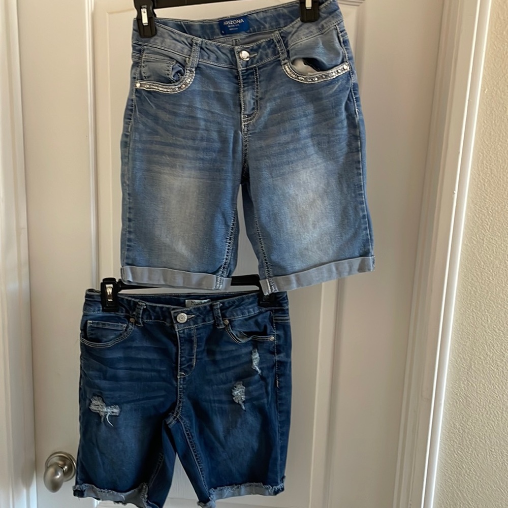 2 pair girls size 16 adjustable jean shorts